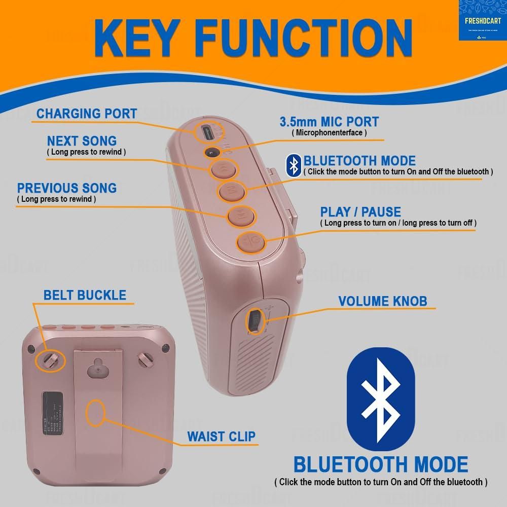 Portable Voice Amplifier – Rechargeable via USB with Wired Microphone Headset