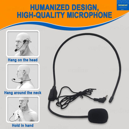 Portable Voice Amplifier – Rechargeable via USB with Wired Microphone Headset